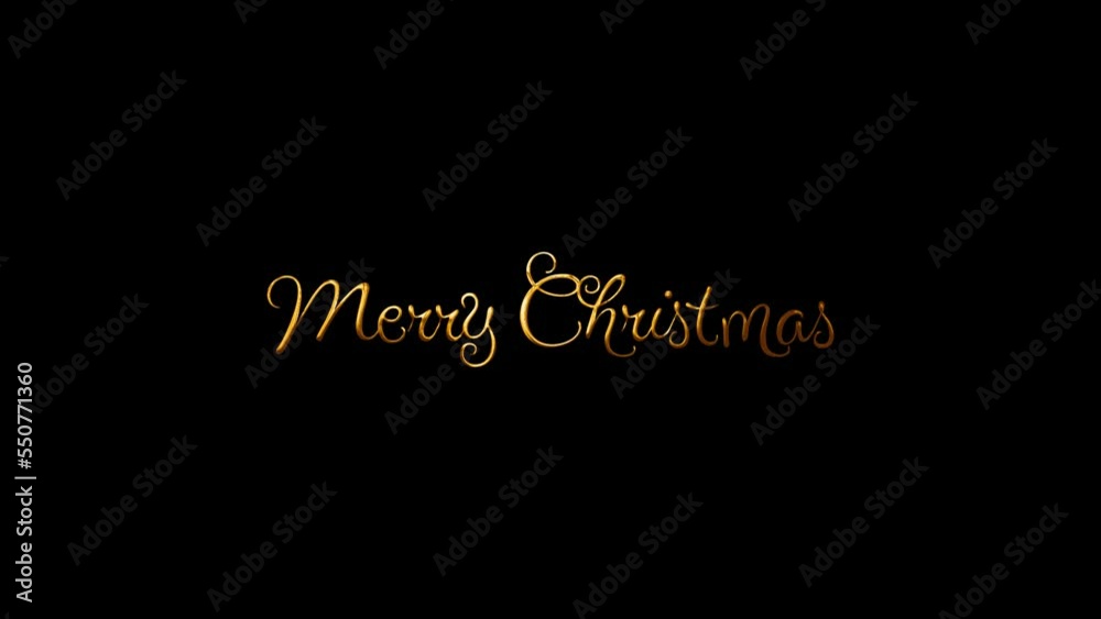 Merry Christmas Animated golden text animation handwritten text with gold. Christmas opening animation Winter holiday 4k video background Suitable for Celebrations, Wishes, Events, Messages, holidays