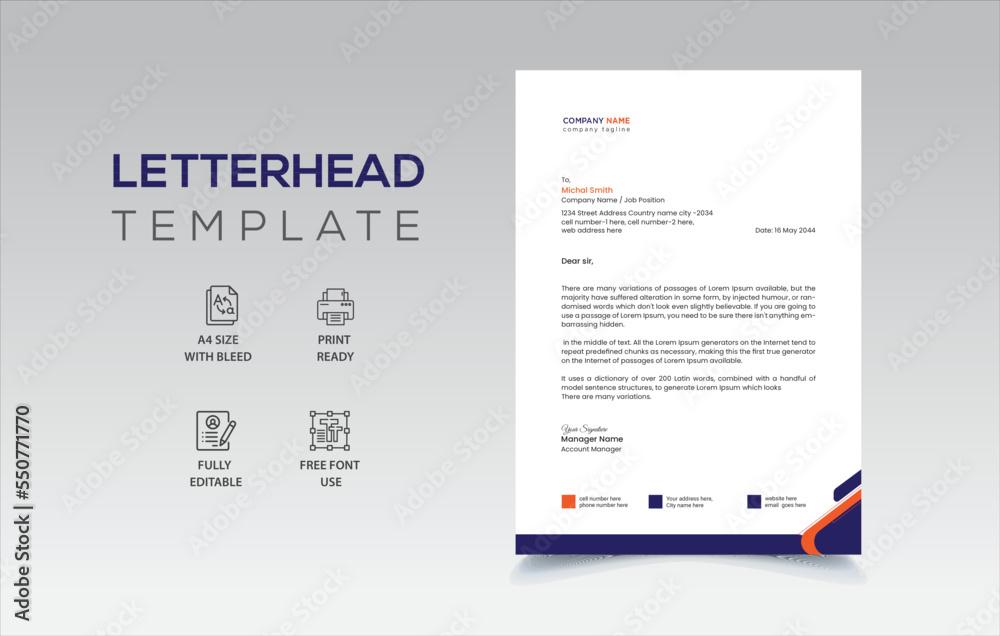 Simple, Abstract Professional Letterhead Template | Modern Creative Letterhead Design