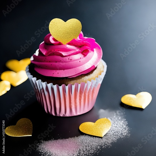 Valentine's Day Cupcakes with Hearts Glitter and Confetti