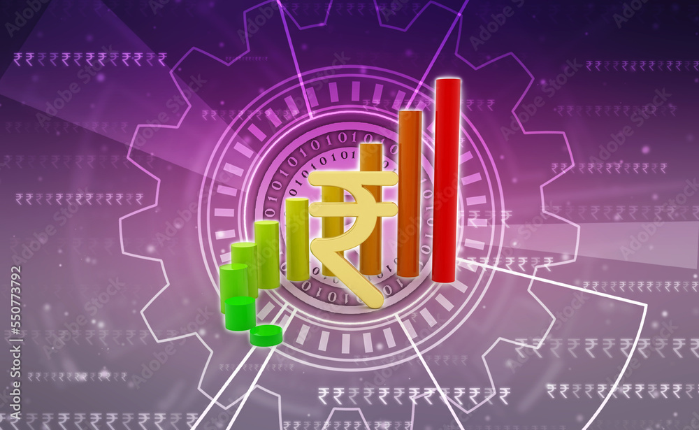 Indian rupee background, Stock market background with Indian rupee symbol, India Finance, Economic Background. 3d render Indian rupee background, Stock market background with Indian rupee symbol, India Finance, Economic Background. 3d render