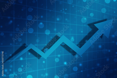 Business Growth graph on technology background, Futuristic raise arrow chart digital transformation abstract technology background. Big data and business growth currency stock and investment economy