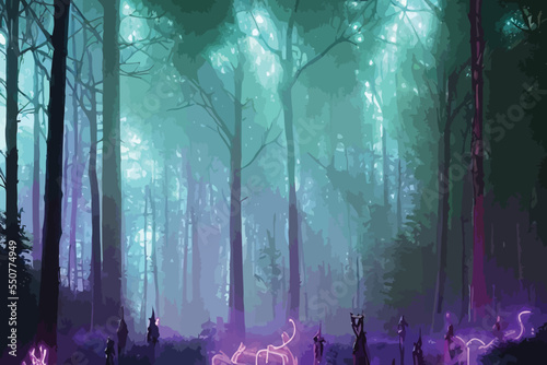 autumn, background, beautiful, dawn, digital, dusk, environment, fairy, fall, fantasy, fog, foggy, forest, haze, illustration, landscape, light, magic, mist, misty, mystery, mystical, natural, nature,