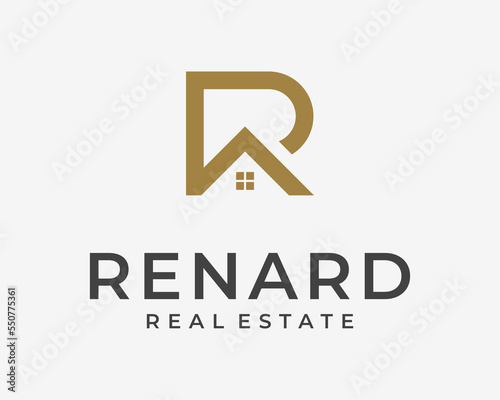 Letter R Roof Building Architecture Roofing House Rooftop Simple Monogram Icon Vector Logo Design
