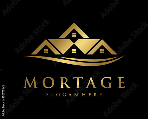 Roof Building Architecture Construction House Roofing Gold Luxury Classic Elegant Vector Logo Design