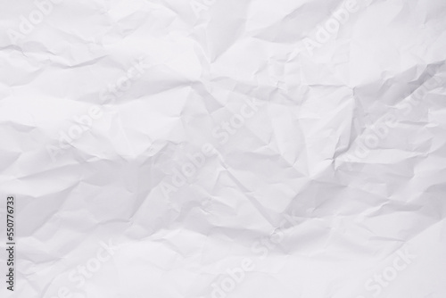 White crumpled paper texture background, clean white wrinkled paper, top view.