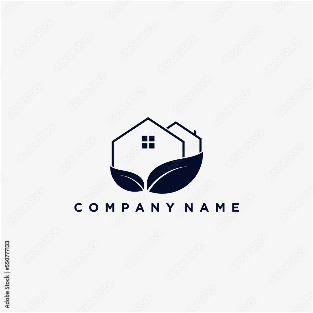 Nature house logo with green color can be used as symbols, brand ...