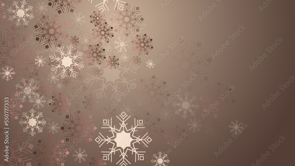Fototapeta premium christmas background with skin tone snowflake decoration. New year 2023 and merry christmas card. Snowflake snow decoration with beige paster color tone