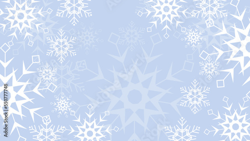 Beautiful blue christmas background with snowflake and copy space. Merry Christmas and Happy New Year 2023 greeting card. Horizontal new year banner  header  poster  card  website. Vector illustration