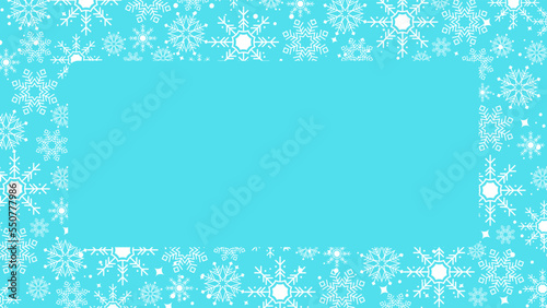 Christmas background with christmas snowflake decoration and copy space. New year Winter art design, Christmas holiday border. Happy new year