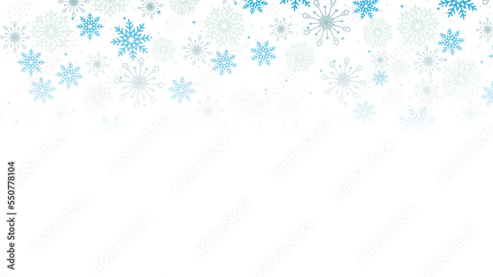Christmas background with christmas snowflake decoration and copy space. New year Winter art design, Christmas holiday border. Happy new year