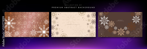 christmas background with snowflakes. Happy new year 2023 background. Merry christmas card decoration with skin tone beige pastel brown color gradient