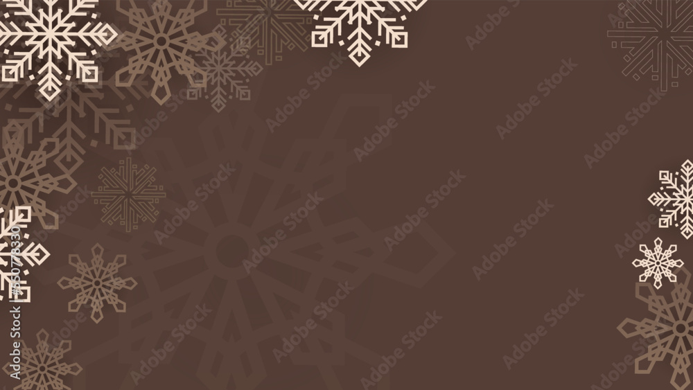 christmas background with snowflakes. Happy new year 2023 background. Merry christmas card decoration with skin tone beige pastel brown color gradient christmas background with snowflakes. Happy new year 2023 background. Merry christmas card decoration with skin tone beige pastel brown color gradient