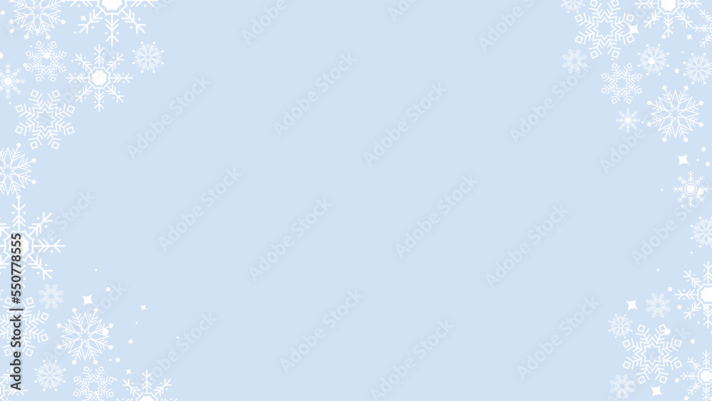 Blue snowflake border with Christmas design for greeting card. Vector illustration, merry xmas snow flake header or banner, wallpaper or backdrop decoration. New year 2023 Blue snowflake border with Christmas design for greeting card. Vector illustration, merry xmas snow flake header or banner, wallpaper or backdrop decoration. New year 2023