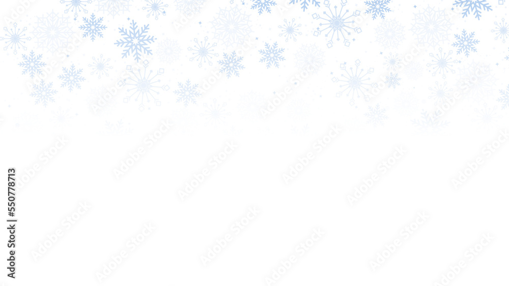 Blue snowflake border with Christmas design for greeting card. Vector illustration, merry xmas snow flake header or banner, wallpaper or backdrop decoration. New year 2023 Blue snowflake border with Christmas design for greeting card. Vector illustration, merry xmas snow flake header or banner, wallpaper or backdrop decoration. New year 2023