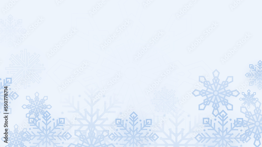 Blue snowflake border with Christmas design for greeting card. Vector illustration, merry xmas snow flake header or banner, wallpaper or backdrop decoration. New year 2023 Blue snowflake border with Christmas design for greeting card. Vector illustration, merry xmas snow flake header or banner, wallpaper or backdrop decoration. New year 2023
