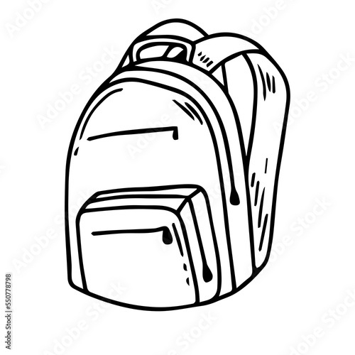 Backpack icon. Line style. Vector. icon isolated on white. photo