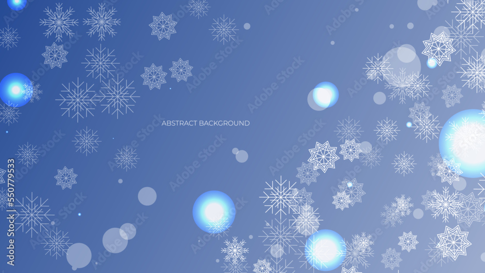 Christmas background with snowflakes of different shapes, sizes and transparency. Gradient from blue to white. Christmas with snowflake snow winter decoration. Christmas background with snow Christmas background with snowflakes of different shapes, sizes and transparency. Gradient from blue to white. Christmas with snowflake snow winter decoration. Christmas background with snow
