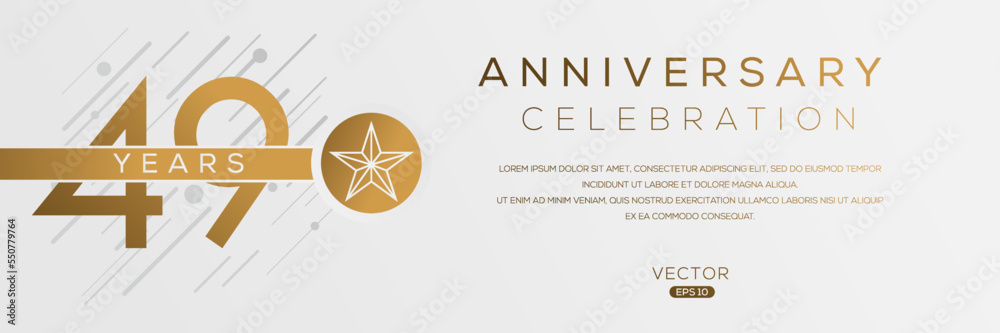 Obraz premium 49 years anniversary celebration template, Vector illustration.