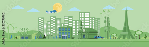 Concept of ecology, green energy
environmentally friendly concept of
loving the world Flat vector
illustration ESG, Net Zero. EPS 10 vector