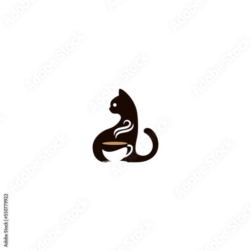vector illustration of a cat and a coffee cup for an icon, symbol or logo. coffee shop logo