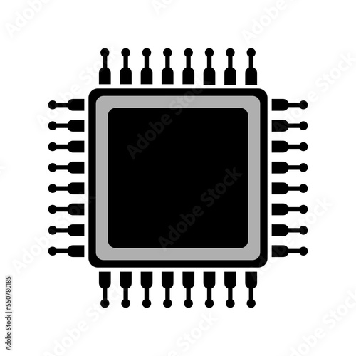 macro cpu chip icon, digital data microprocessor