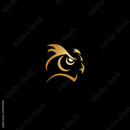 owl vector illustration for icon, symbol or logo. golden owl head logo 