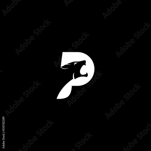 vector illustration of letter P and panther head for icon, symbol or logo. logo initials P 