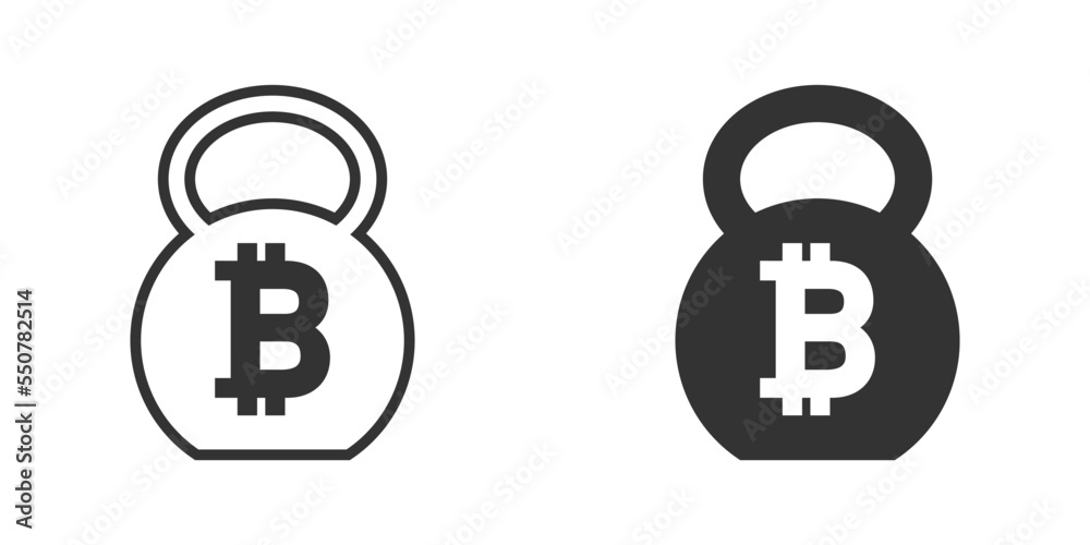 Kettlebell icon with bitcoin sign. Vector illustration. Kettlebell icon with bitcoin sign. Vector illustration.