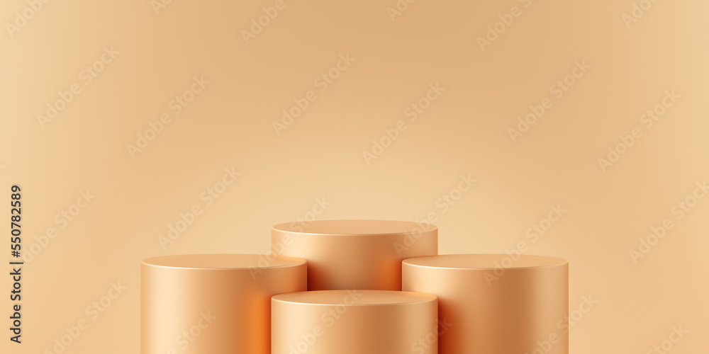 Gold podium stage 3d background of empty luxury show product display ...