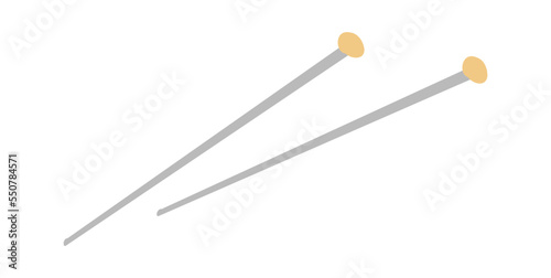 knitting needles isolaited. Simple knitting. Vector illustration