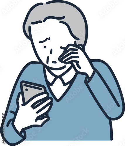 老眼　男性　シンプルイラスト