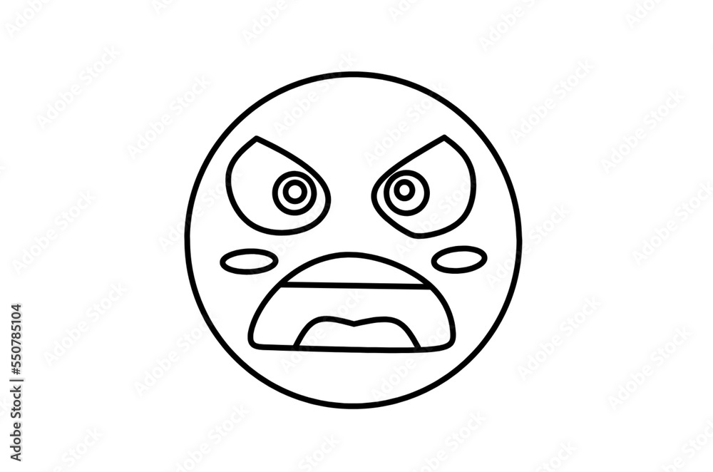 Angry emoji line art drawing Angry emoji line art drawing