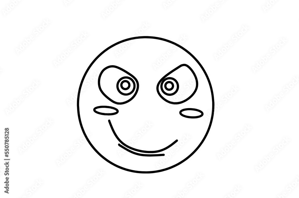 Confident emoji line art drawing Confident emoji line art drawing