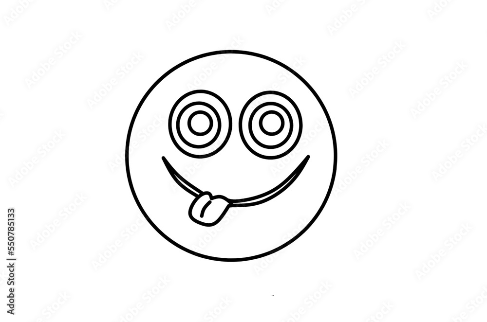 Silly face emoji line art drawing Silly face emoji line art drawing