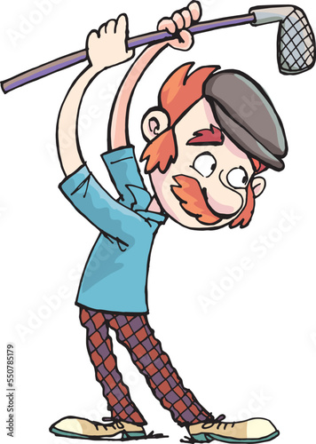 an elderly man is playing golf and swinging a golf club