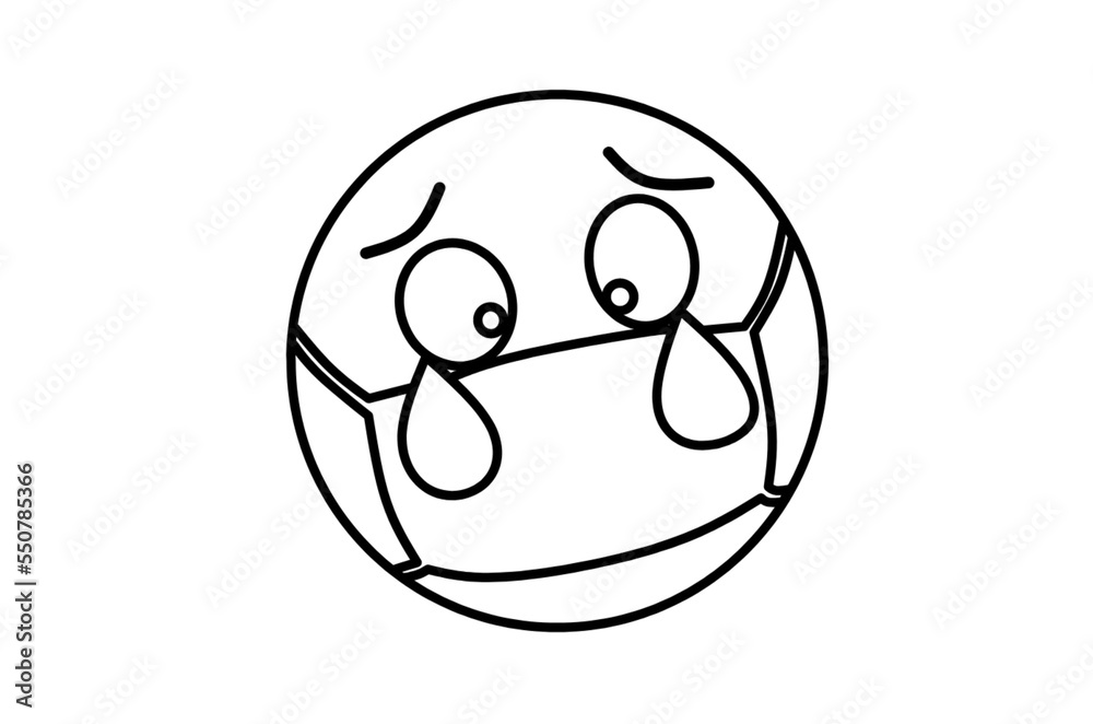 Sad face mask emoji line art Stock Illustration Adobe Stock