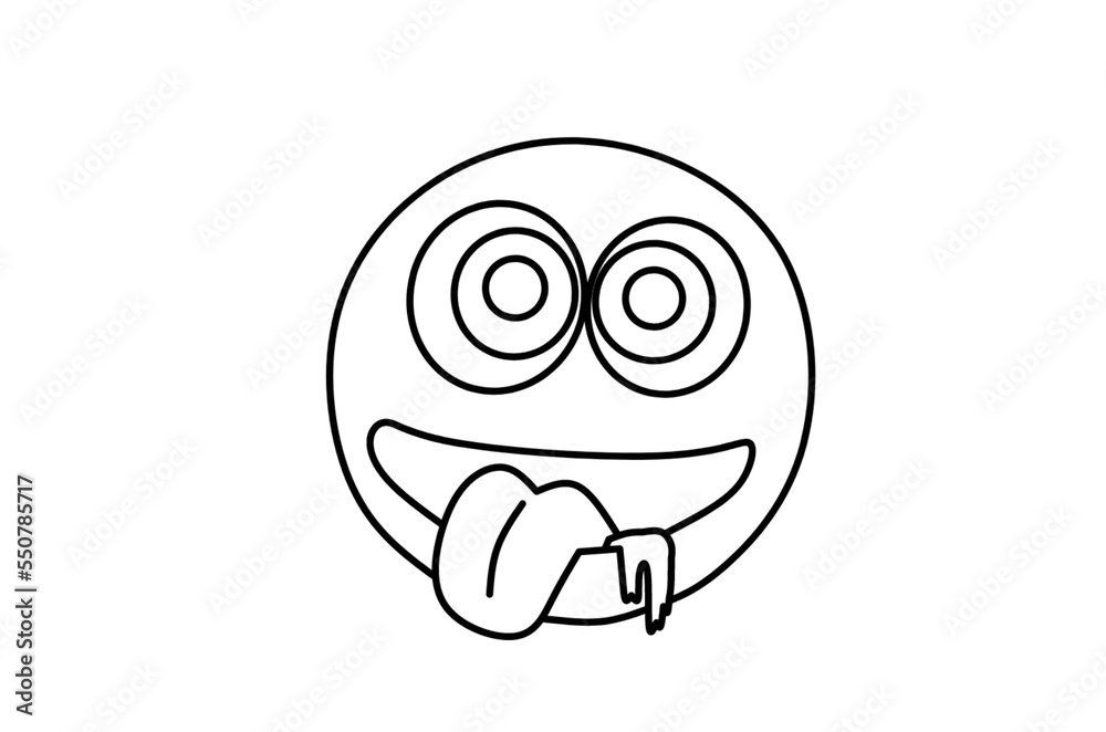 Crazy hungry emoji line art drawing Crazy hungry emoji line art drawing
