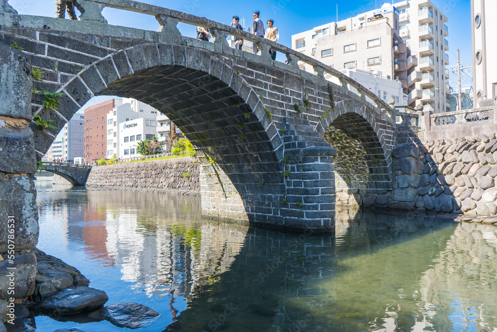 長崎県の市内を流れる川の橋