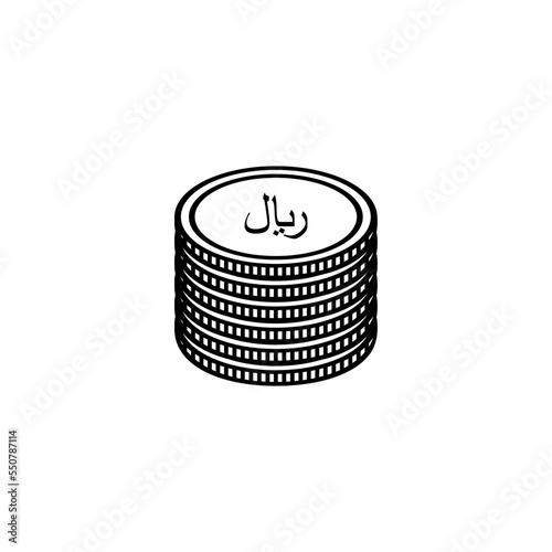 Rial Sign, also known as Riyal for Icon Symbol, Pictogram, Apps, Website, Art Illustration, Graphic Design Element. Vector Illustration