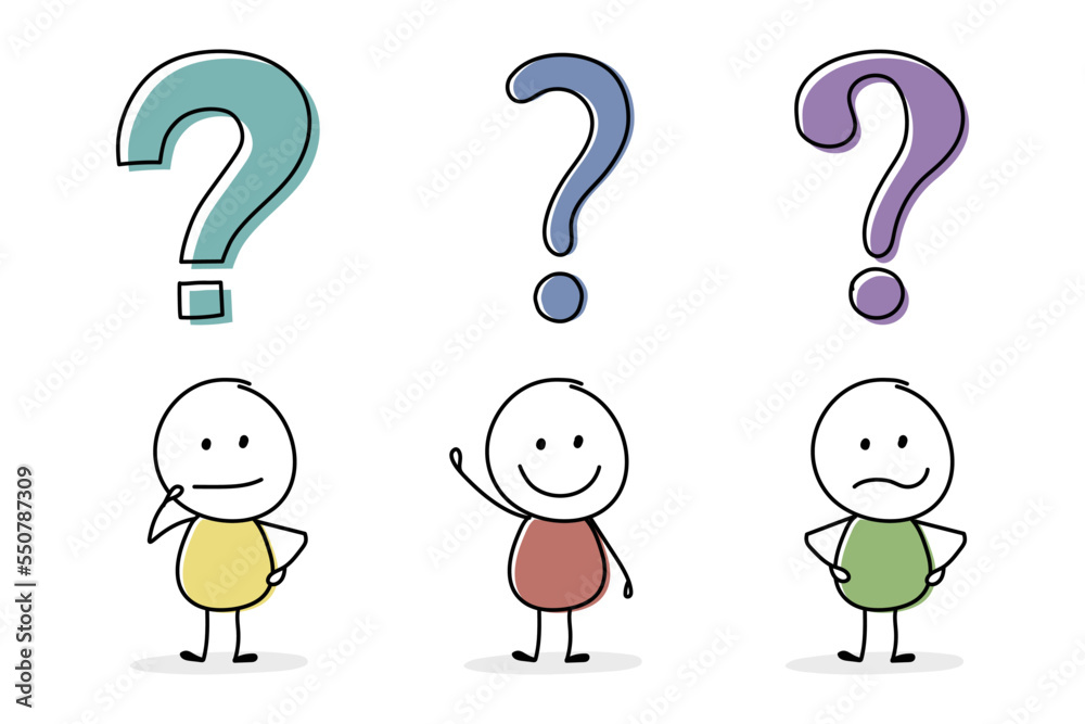Funny stickman with question mark symbol. Icon set. Vector Funny stickman with question mark symbol. Icon set. Vector