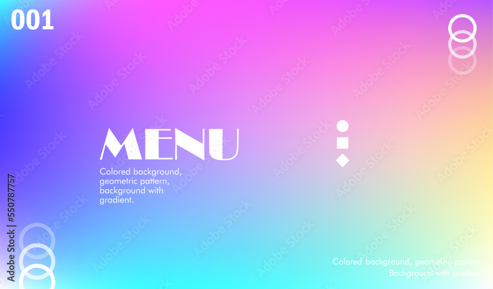 Colored background with rainbow gradient and Menu text. Wallpaper template, mixture of pastel colors, colorful abstract pattern, geometric, luxury background, smooth rounded shapes Stock Vector | Adobe Stock Colored background with rainbow gradient and Menu text. Wallpaper template, mixture of pastel colors, colorful abstract pattern, geometric, luxury background, smooth rounded shapes Stock Vector | Adobe Stock