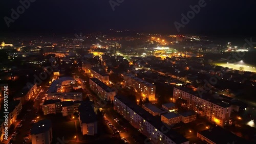 Wallpaper Mural Aerial drone View of modern residential in downtown city at night Torontodigital.ca