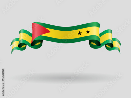 Sao Tome and Principe flag wavy abstract background. Vector illustration.