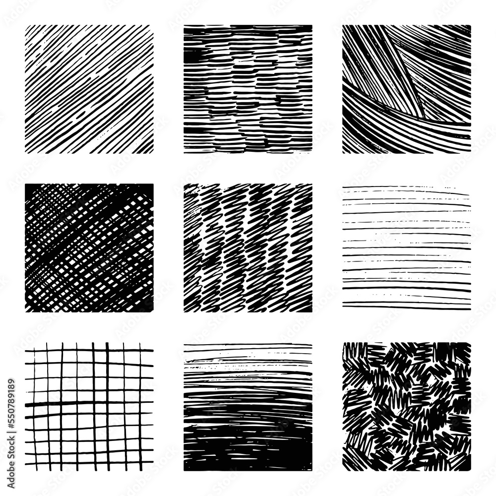 Set of hand drawn texture pattern vector