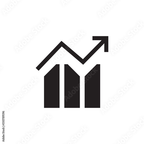 Market sale increase concept vector icon, Business growth graph flat symbol