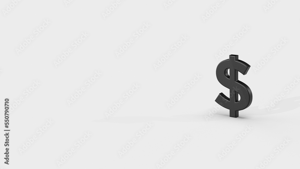 Black 3d dollar render minimalistic simple symbol design isolated on white background. Forex Trading concept. Currency 3D rendering Illustration. Copy space Black 3d dollar render minimalistic simple symbol design isolated on white background. Forex Trading concept. Currency 3D rendering Illustration. Copy space