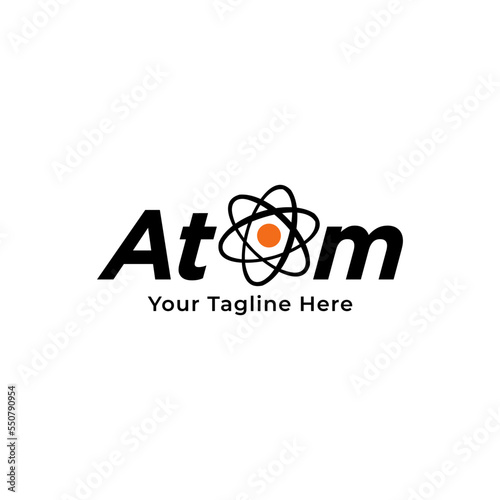Abstract Atom particle logo design vector illustration. Atom particle suitable for science and technology company logos.