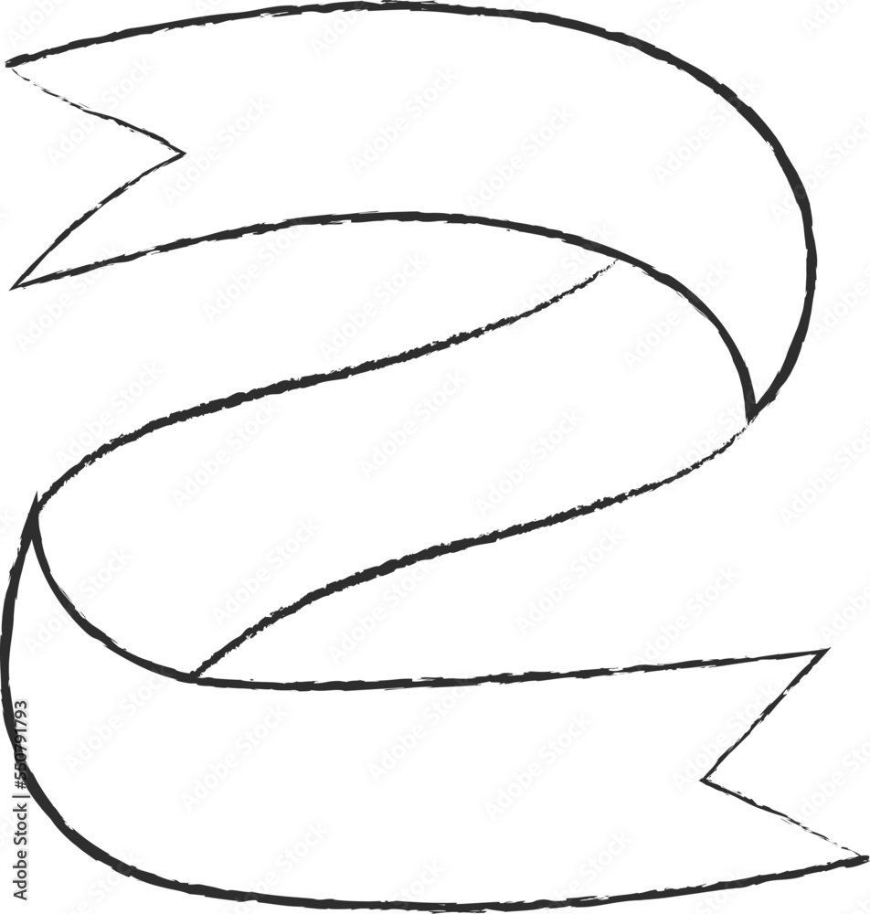 Chalk style sketchy ribbon vector illustration. Hand drawn elegant banner with curved ribbon sketch and curled doodle flag for vintage cafe board menu design Chalk style sketchy ribbon vector illustration. Hand drawn elegant banner with curved ribbon sketch and curled doodle flag for vintage cafe board menu design