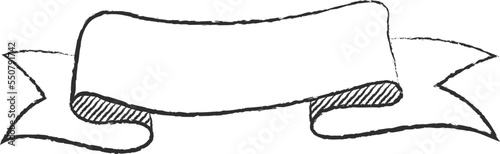 Chalk style sketchy ribbon vector illustration. Hand drawn elegant banner with curved ribbon sketch and curled doodle flag for vintage cafe board menu design