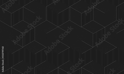 錯視をイメージ。黒と白の線が交差するシックでスタイリッシュな背景素材。